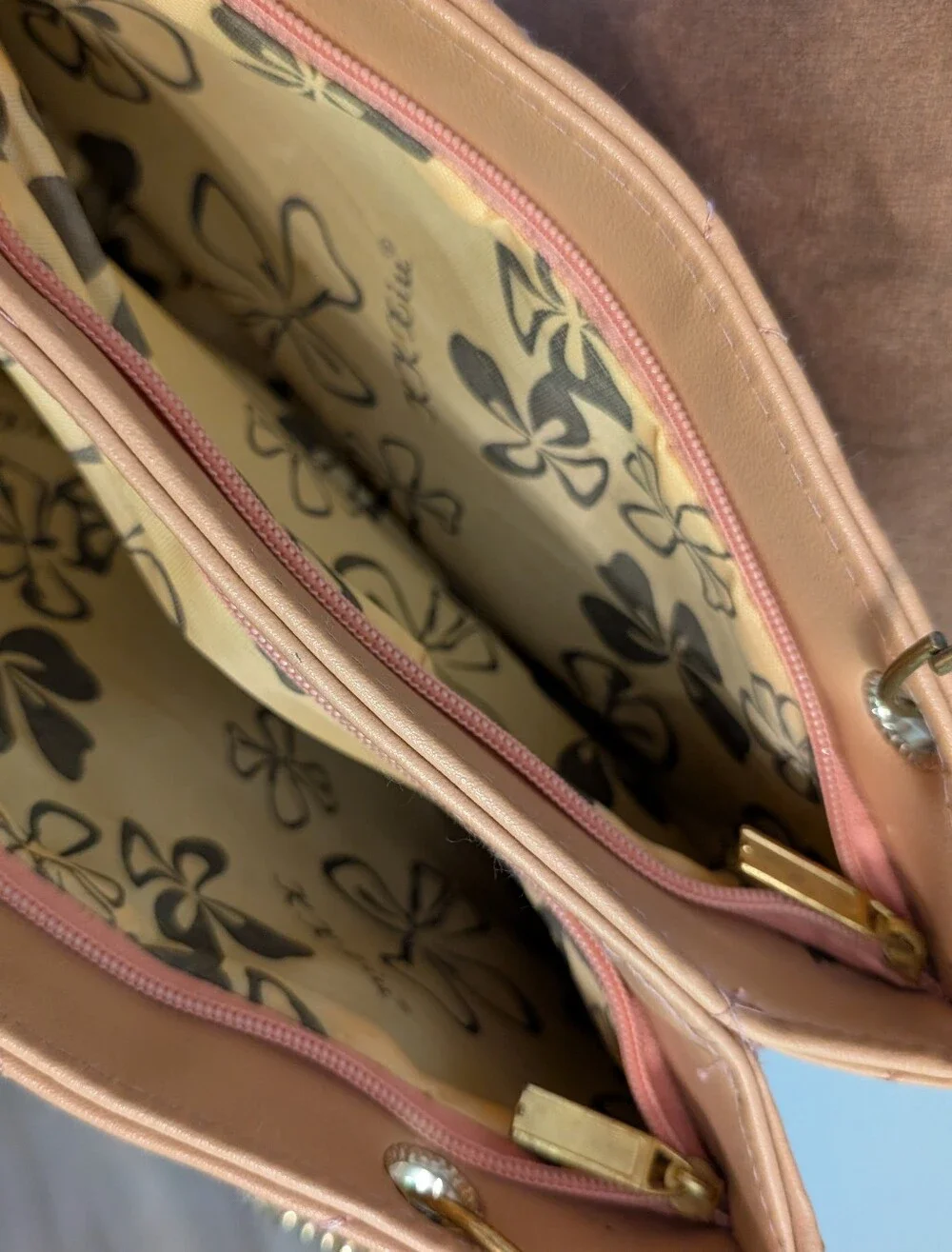 Quilted Tan Chain-Handle Shoulder Bag